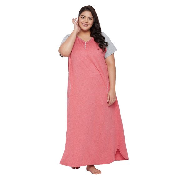 Gypsie blu Women Cotton Nighty Lounge Dress Comfortable Maxi Dresses with Sleeve - Picture 2 of 7